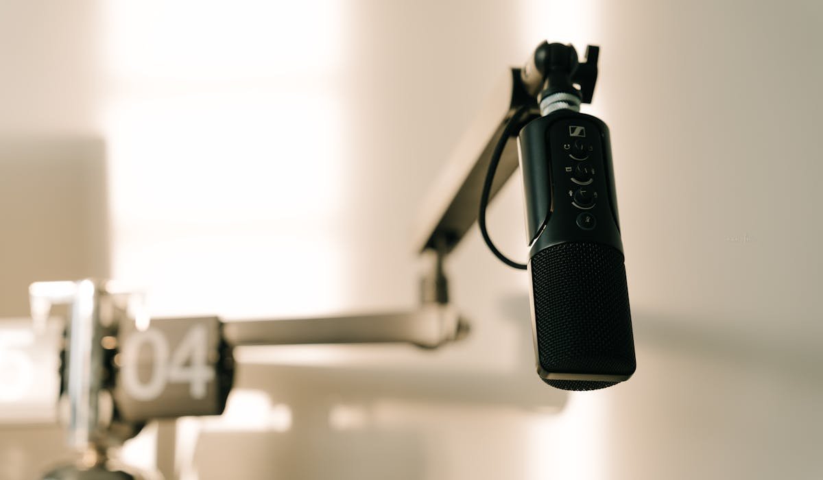 Microphone in studio for AI voice recording - best AI voice generators 2026